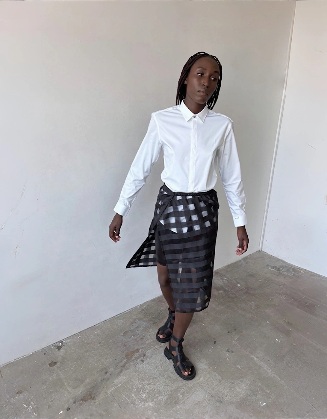 White Bamboo Shirt With Hidden Buttons