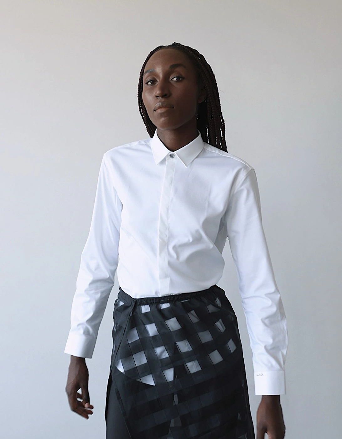 White Bamboo Shirt With Hidden Buttons