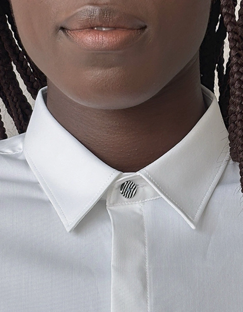 White Bamboo Shirt With Hidden Buttons