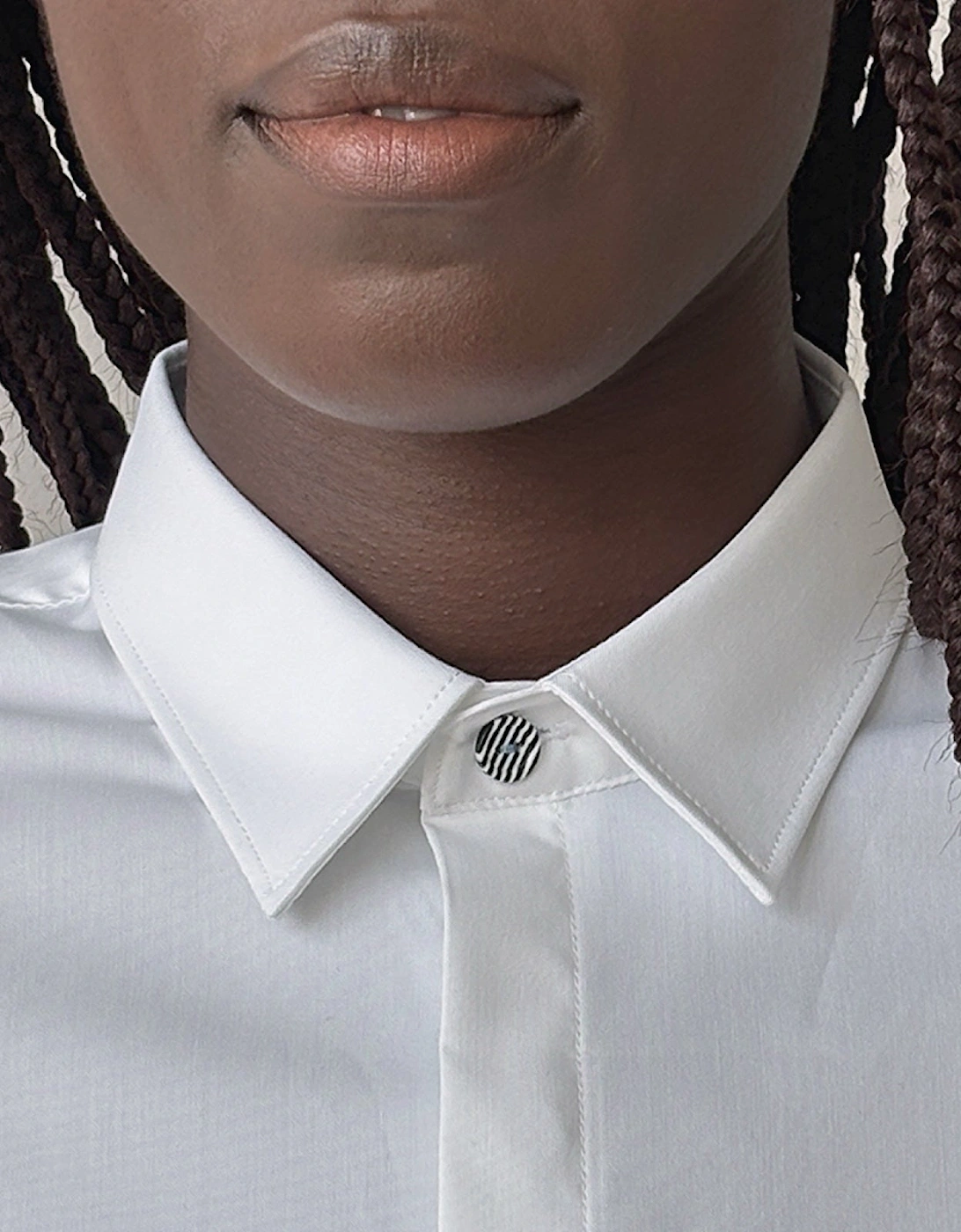White Bamboo Shirt With Hidden Buttons