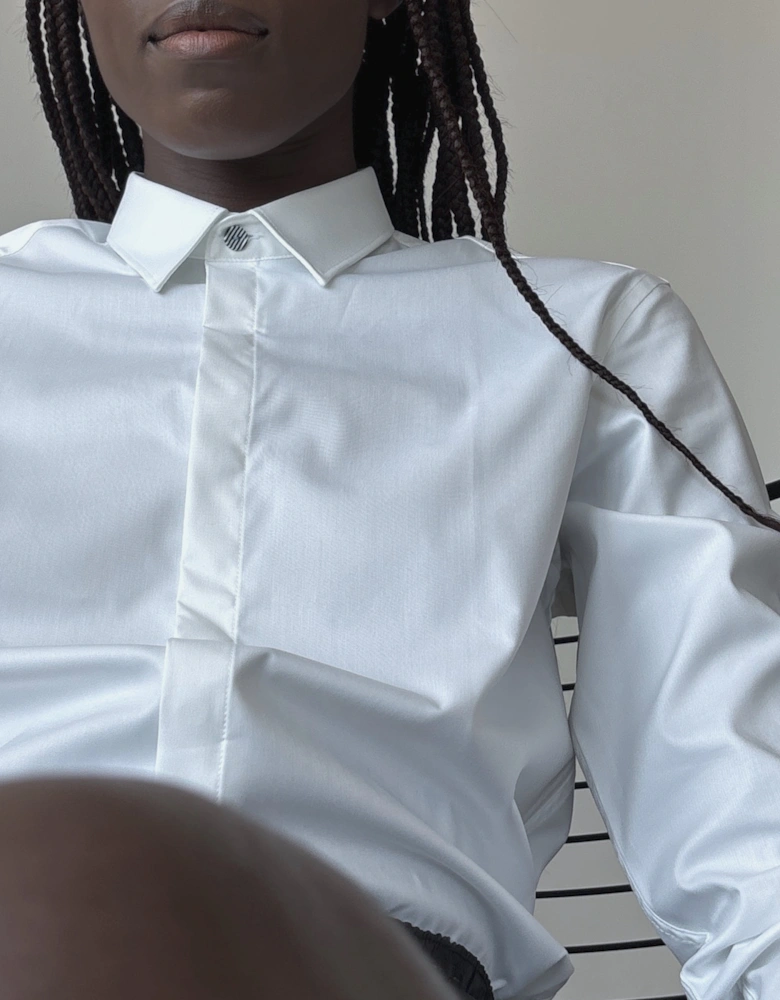 White Bamboo Shirt With Hidden Buttons