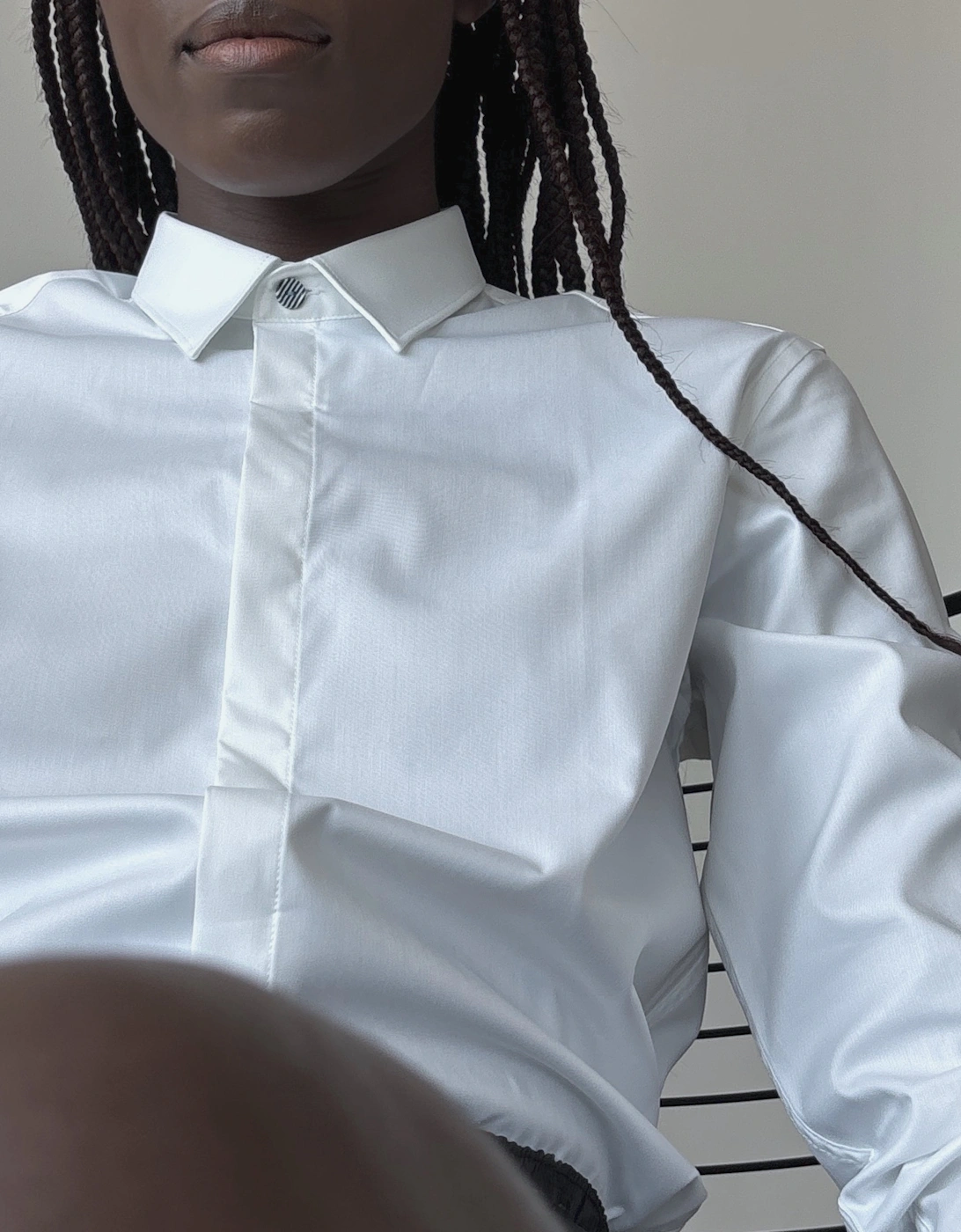 White Bamboo Shirt With Hidden Buttons