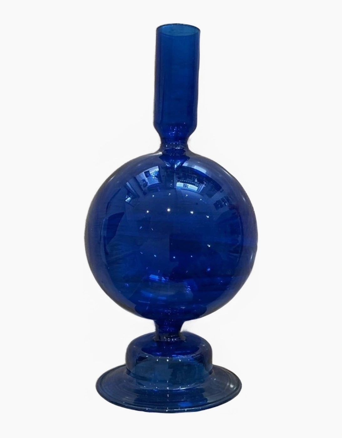 Blue Glass Candle Holder Vase