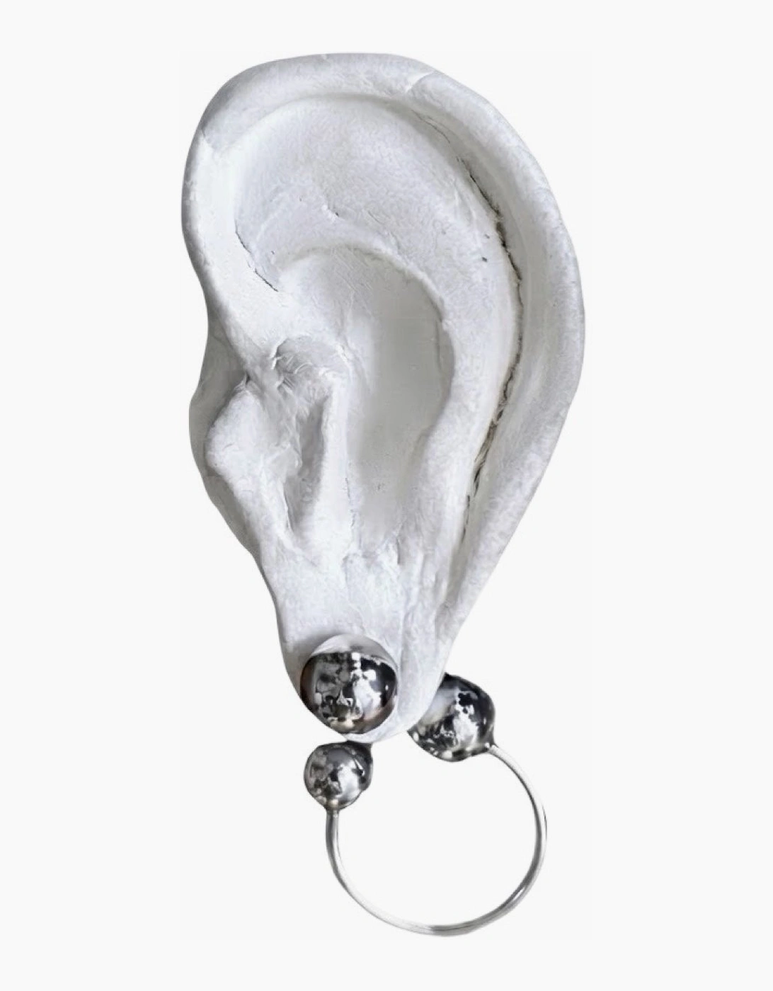 Silver Geometric Ball Hoop Earrings