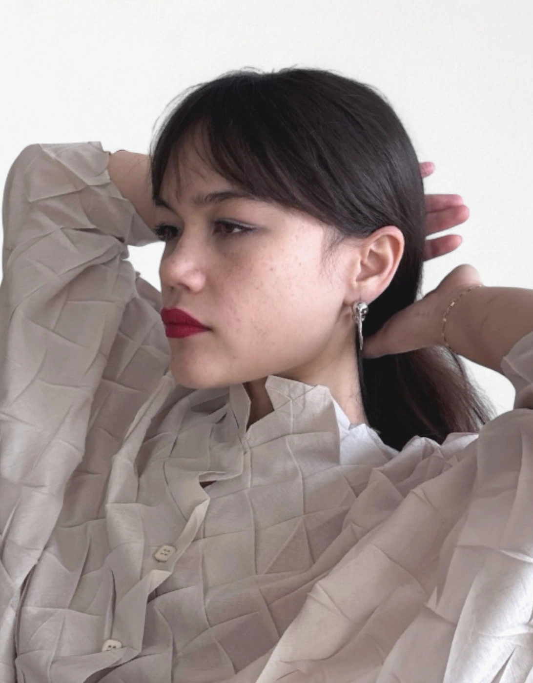 Silver Geometric Ball Hoop Earrings