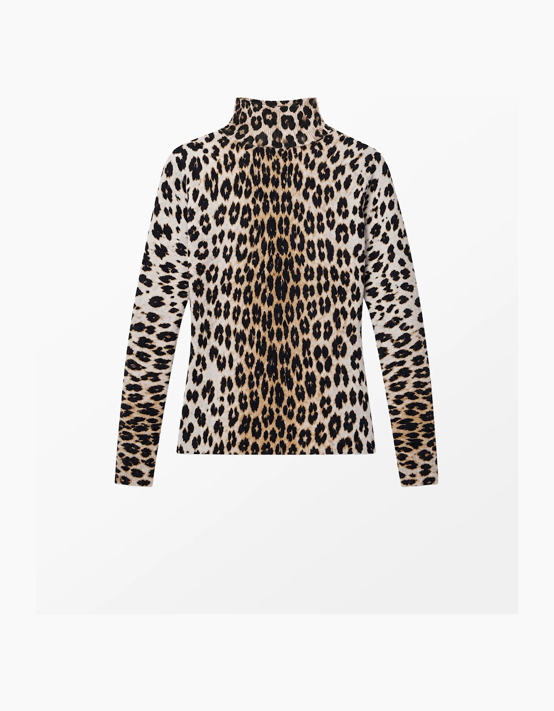 Leopard-Print Turtleneck Cotton and Cashmere-Blend Top