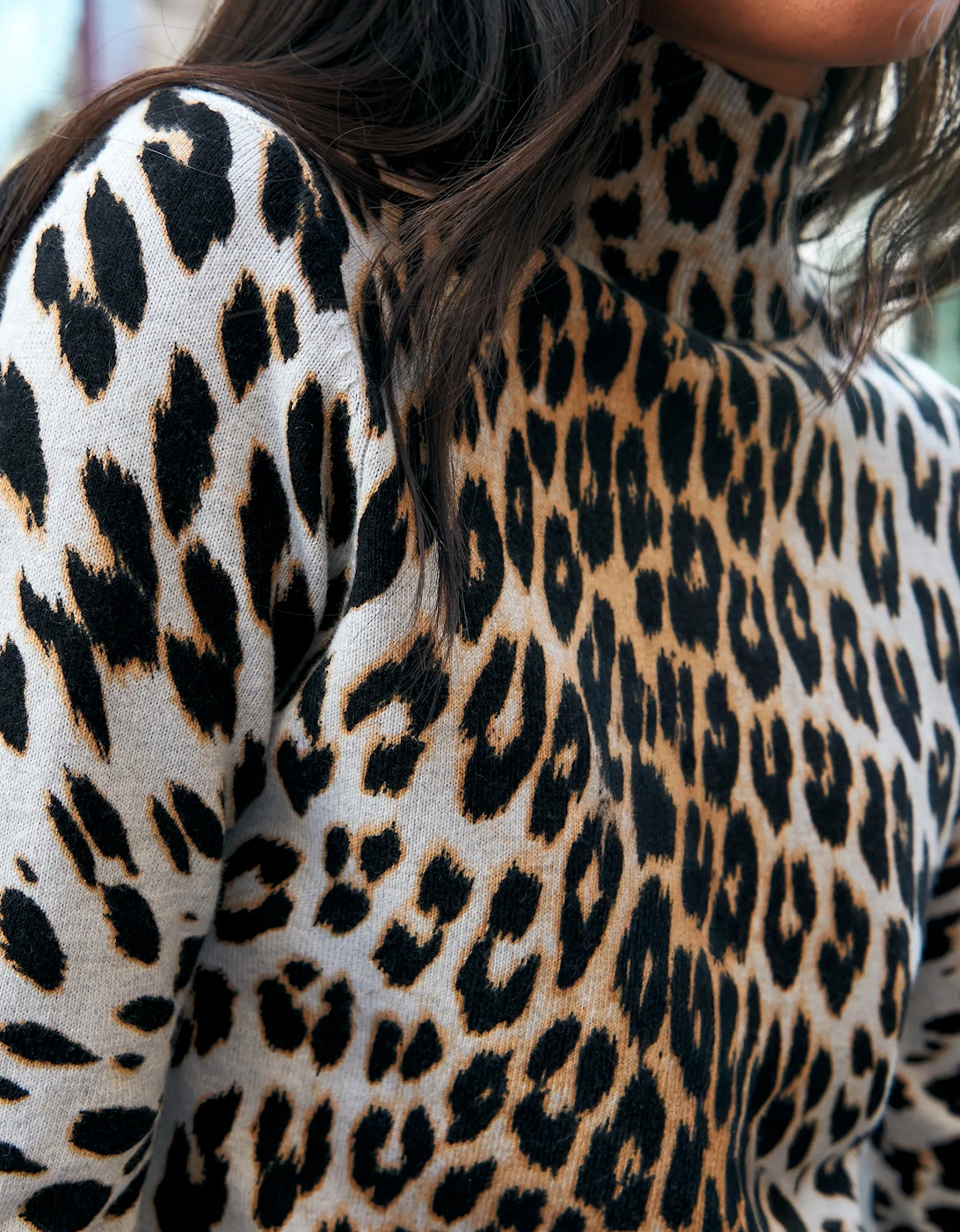 Leopard-Print Turtleneck Cotton and Cashmere-Blend Top