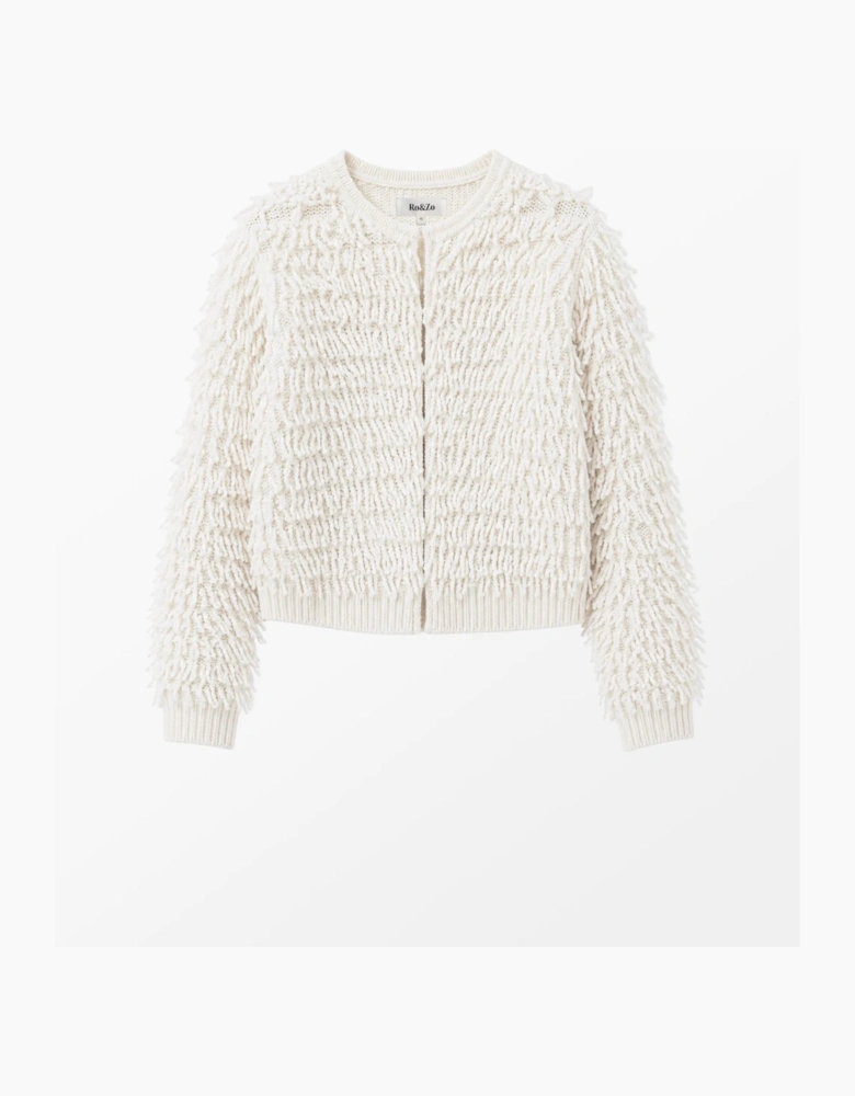 Ivory Loop Knit Wool Blend Jacket