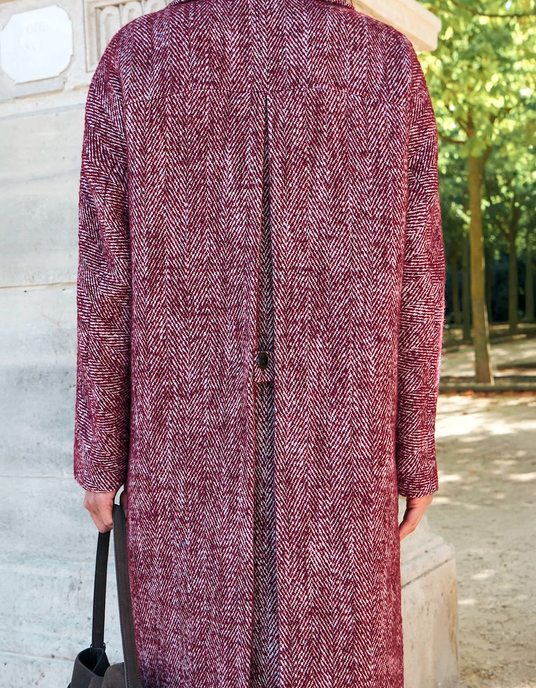 Petite Pink Herringbone Cocoon Coat With Wool
