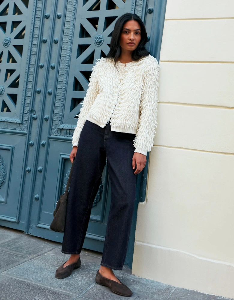 Ivory Loop Knit Wool Blend Jacket