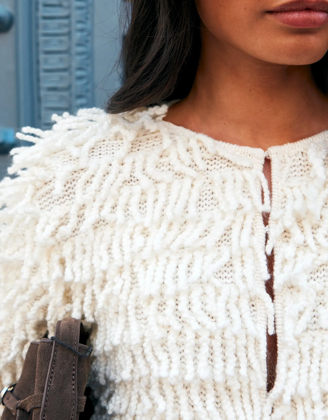 Ivory Loop Knit Wool Blend Jacket