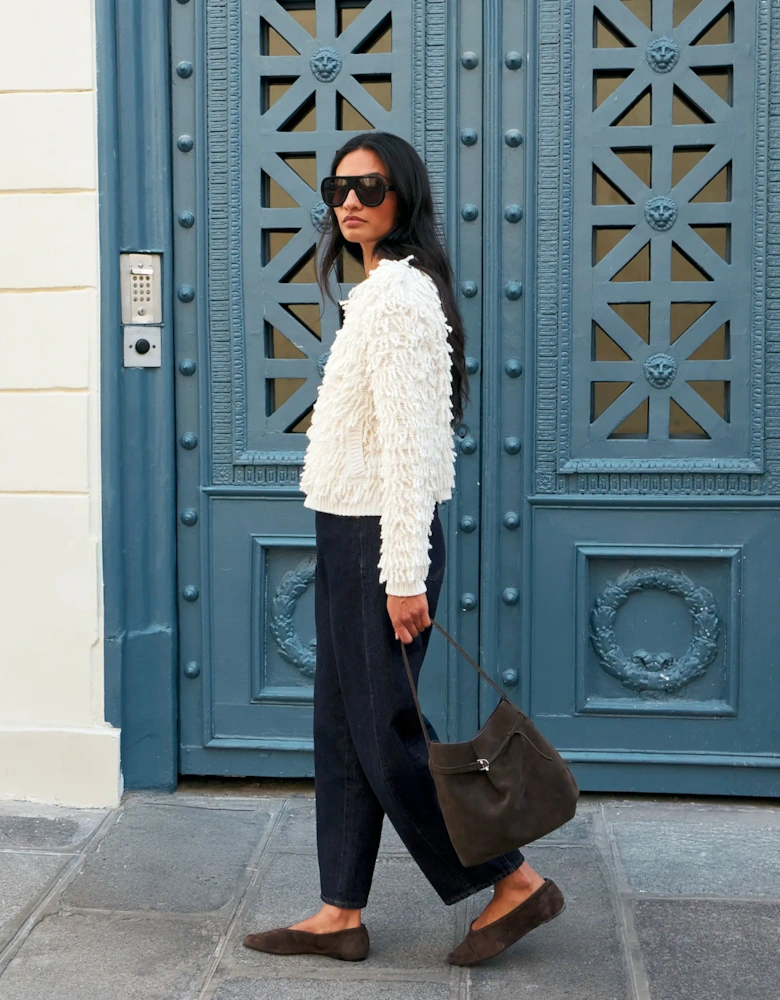 Ivory Loop Knit Wool Blend Jacket