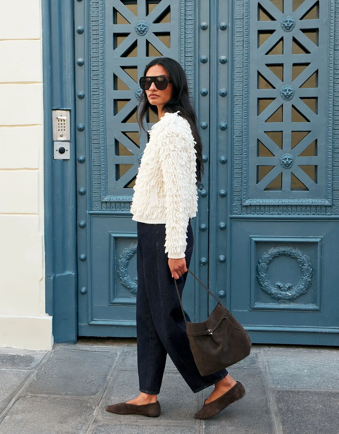 Ivory Loop Knit Wool Blend Jacket