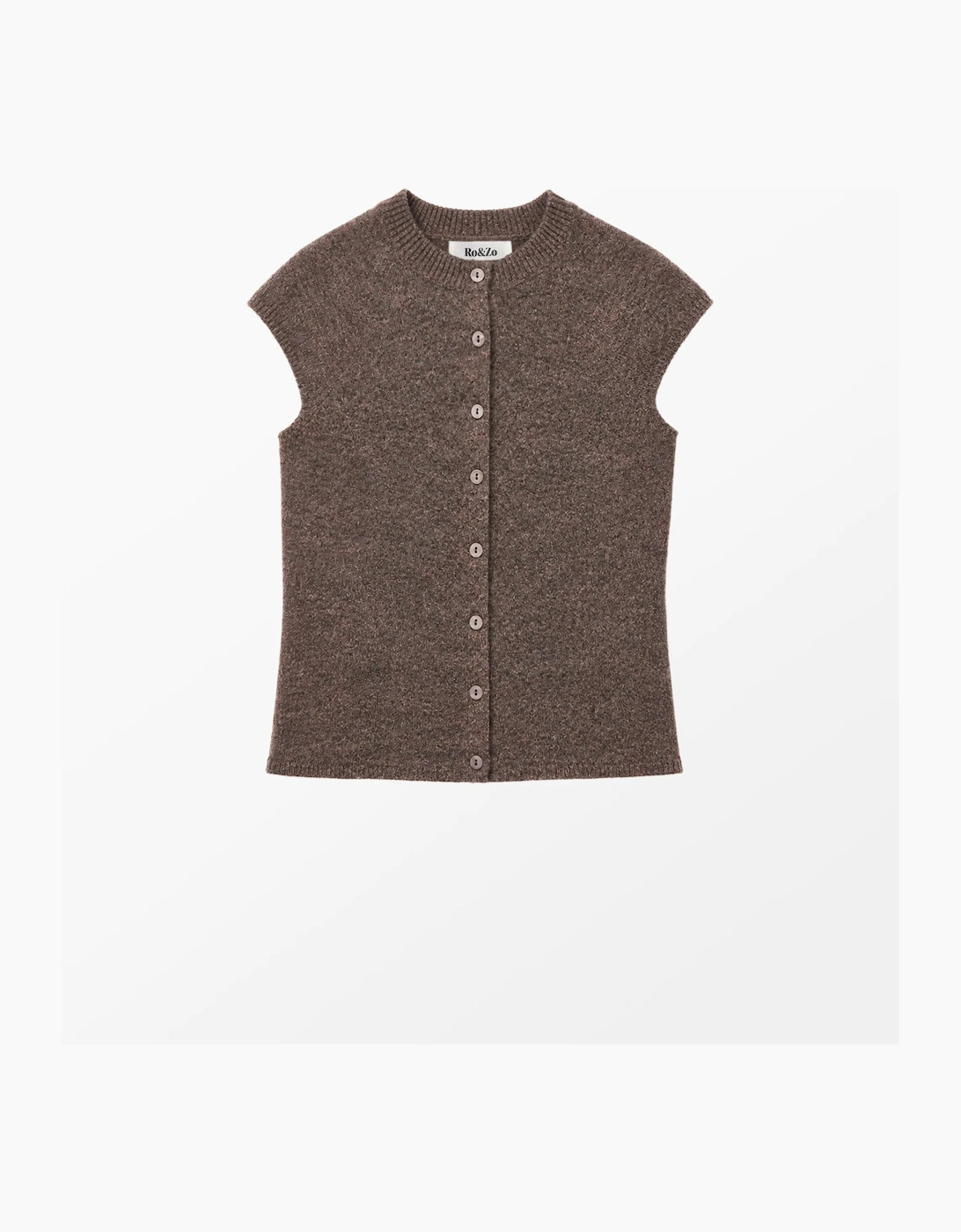 Mocha Button Through Knit Top With Wool And Alpaca