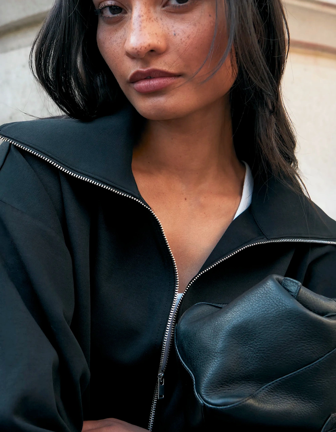 Black Ponte Funnel Neck Jacket