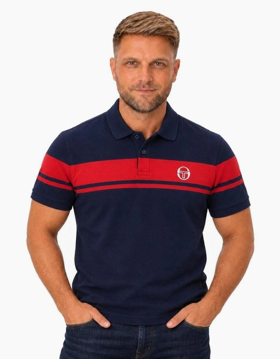 Sergio Tacchini Young Line Polo Shirt Maritime Blue/Adrenaline Rush
