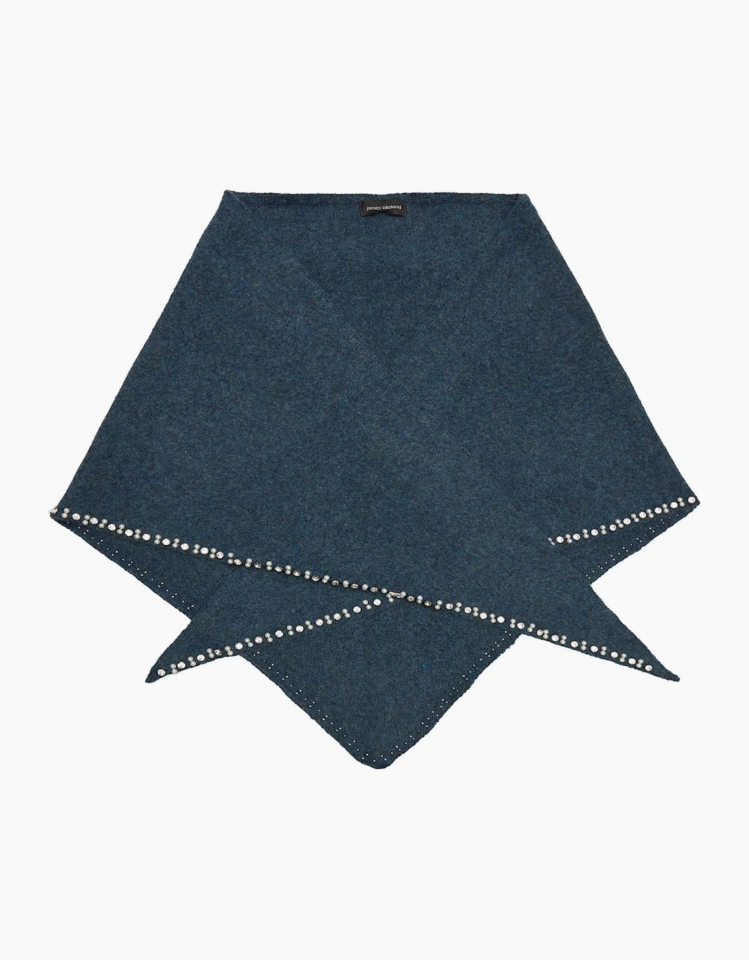 Petrol Blue Large Embellished Triangle Scarf