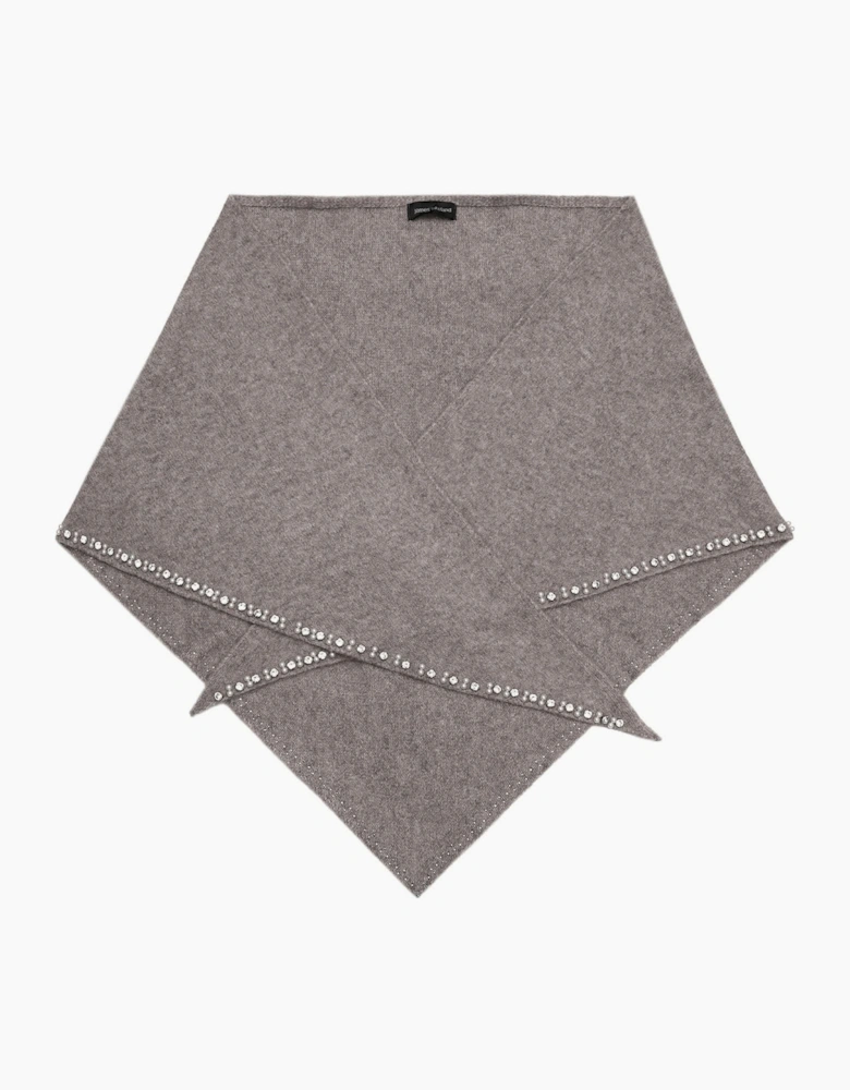 Pale Grey Large Embellished Triangle Scarf