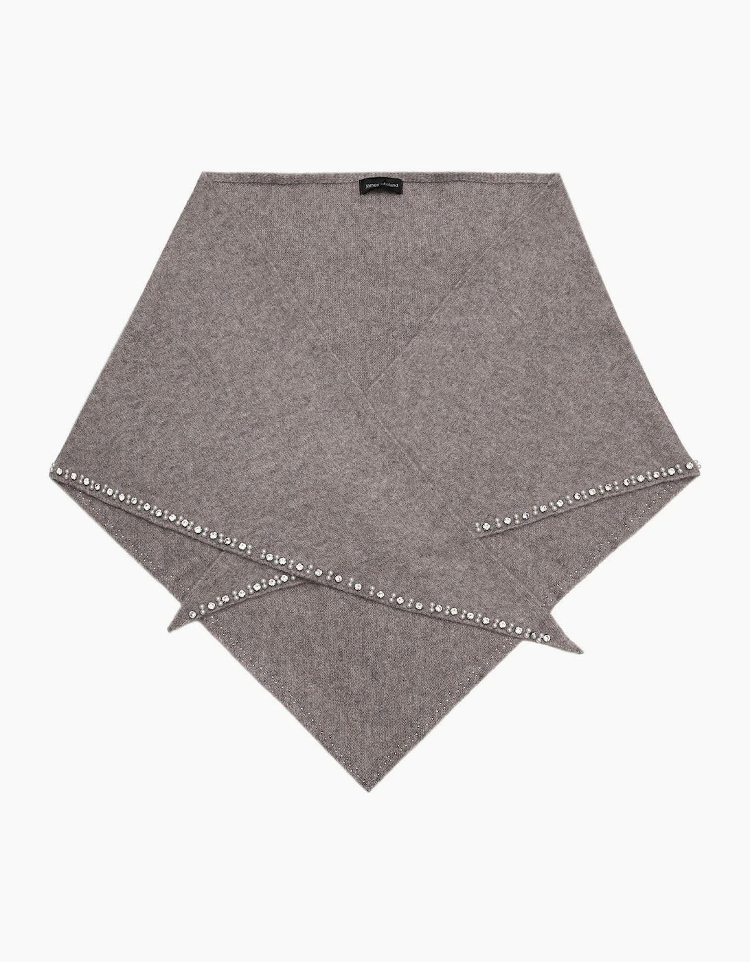 Pale Grey Large Embellished Triangle Scarf