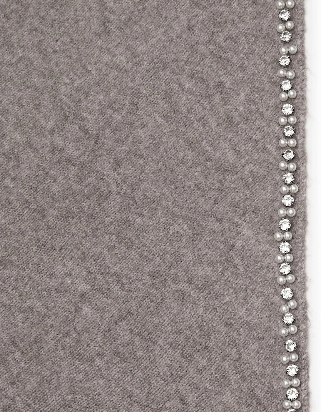 Pale Grey Large Embellished Triangle Scarf