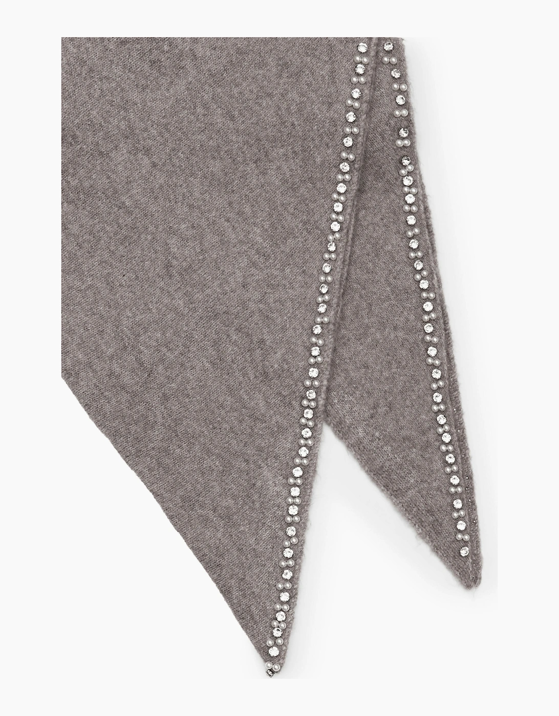 Pale Grey Large Embellished Triangle Scarf