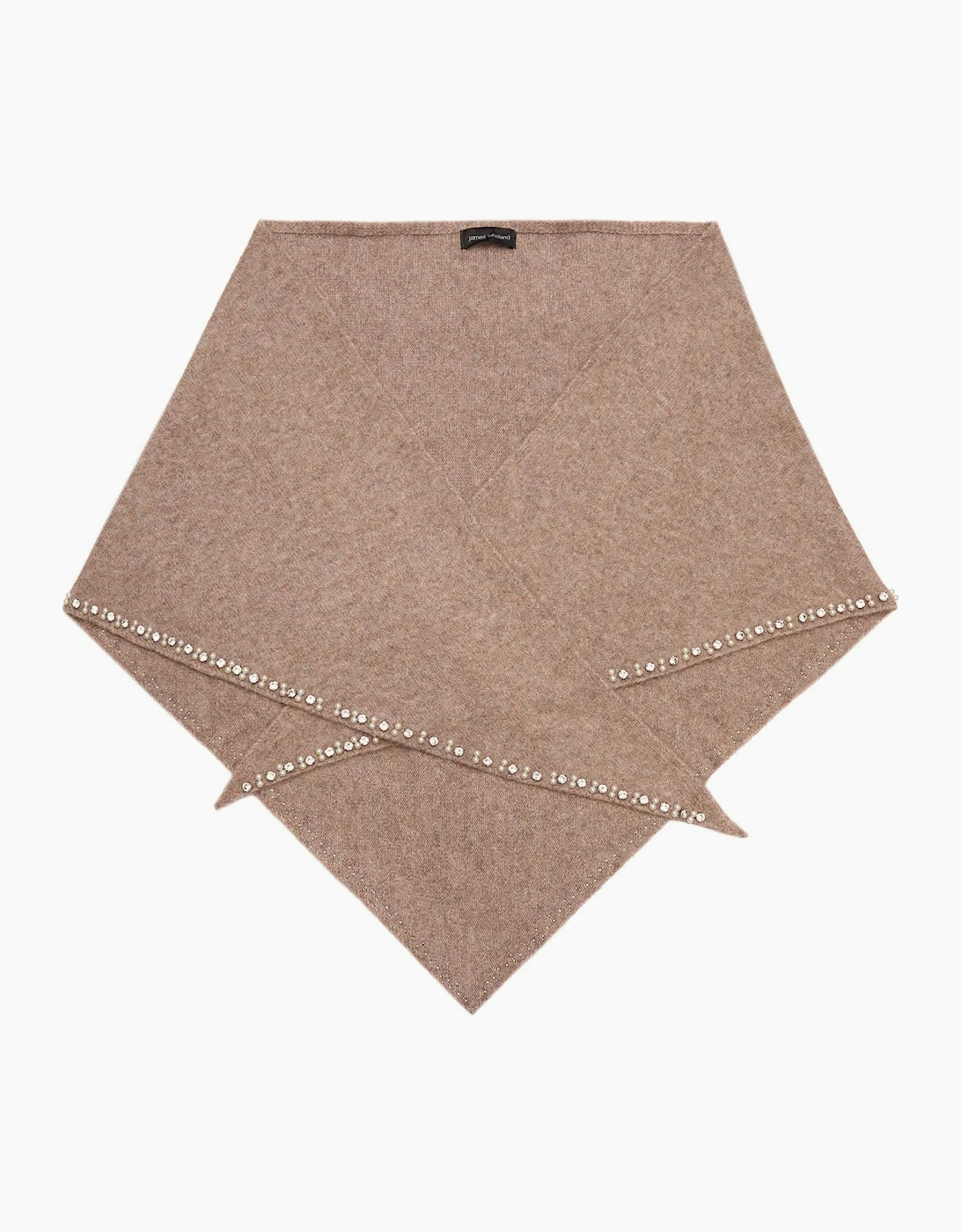 Taupe Large Embellished Triangle Scarf