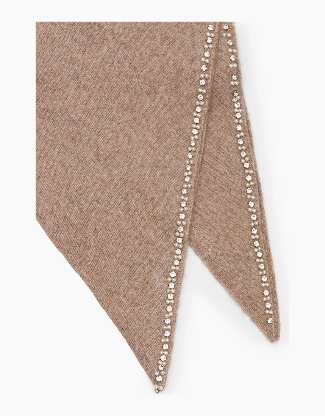 Taupe Large Embellished Triangle Scarf