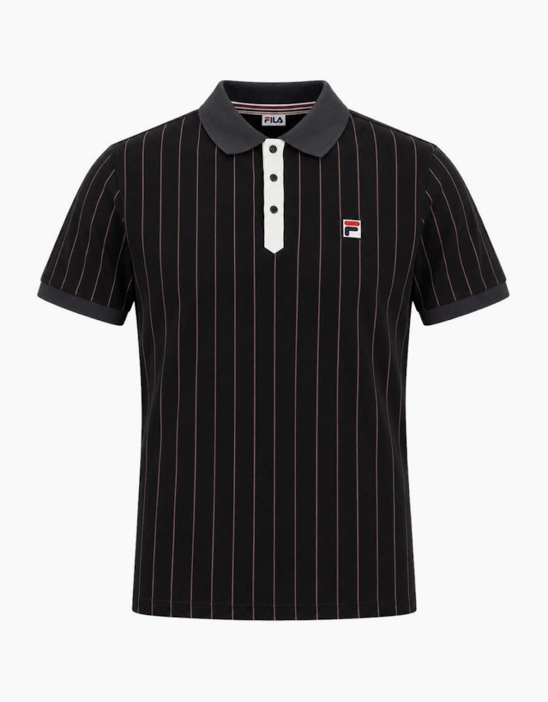 Fila BB1 Classic Striped Polo Shirt Black/Gardenia/Fig/Charcoal