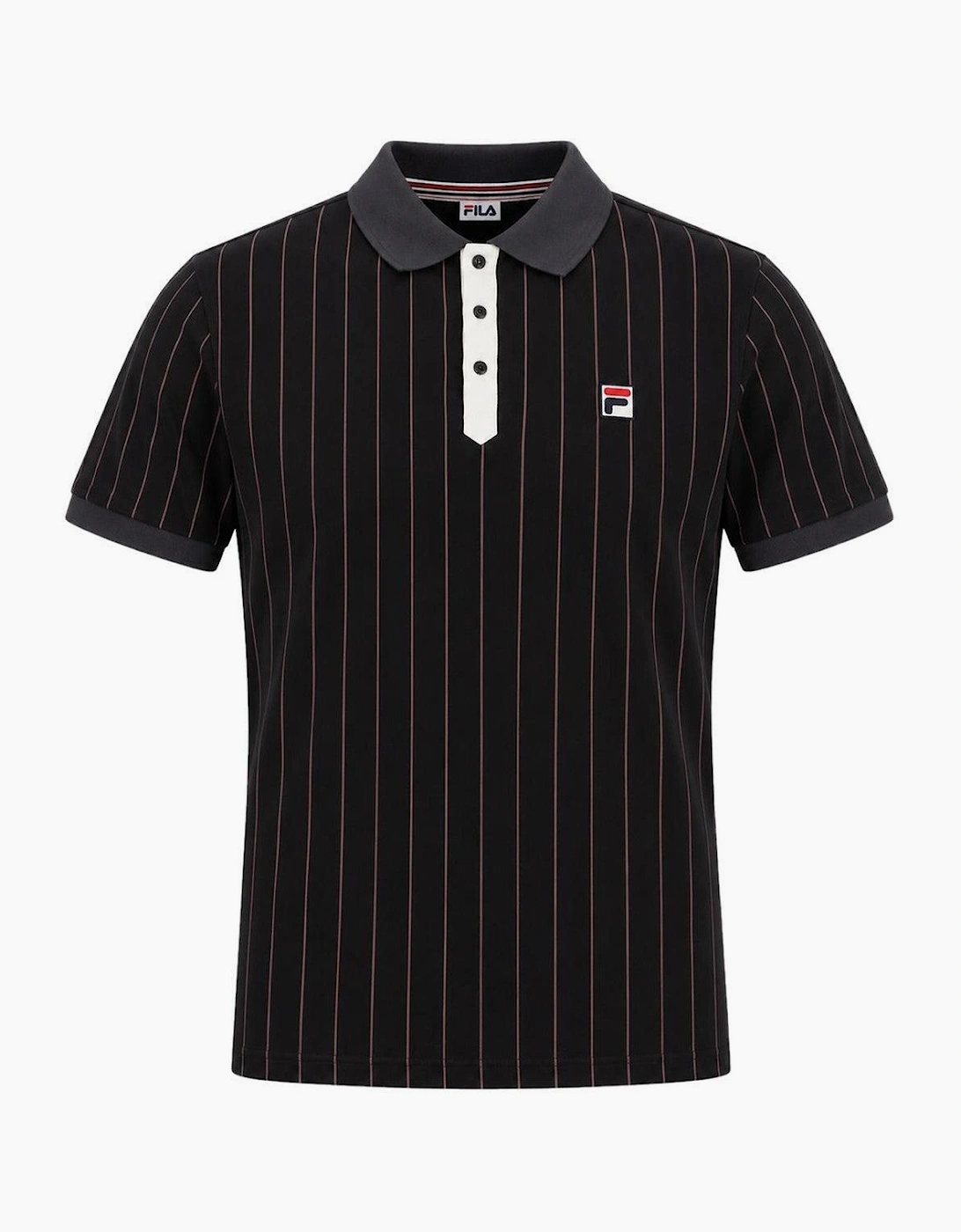 Fila BB1 Classic Striped Polo Shirt Black/Gardenia/Fig/Charcoal