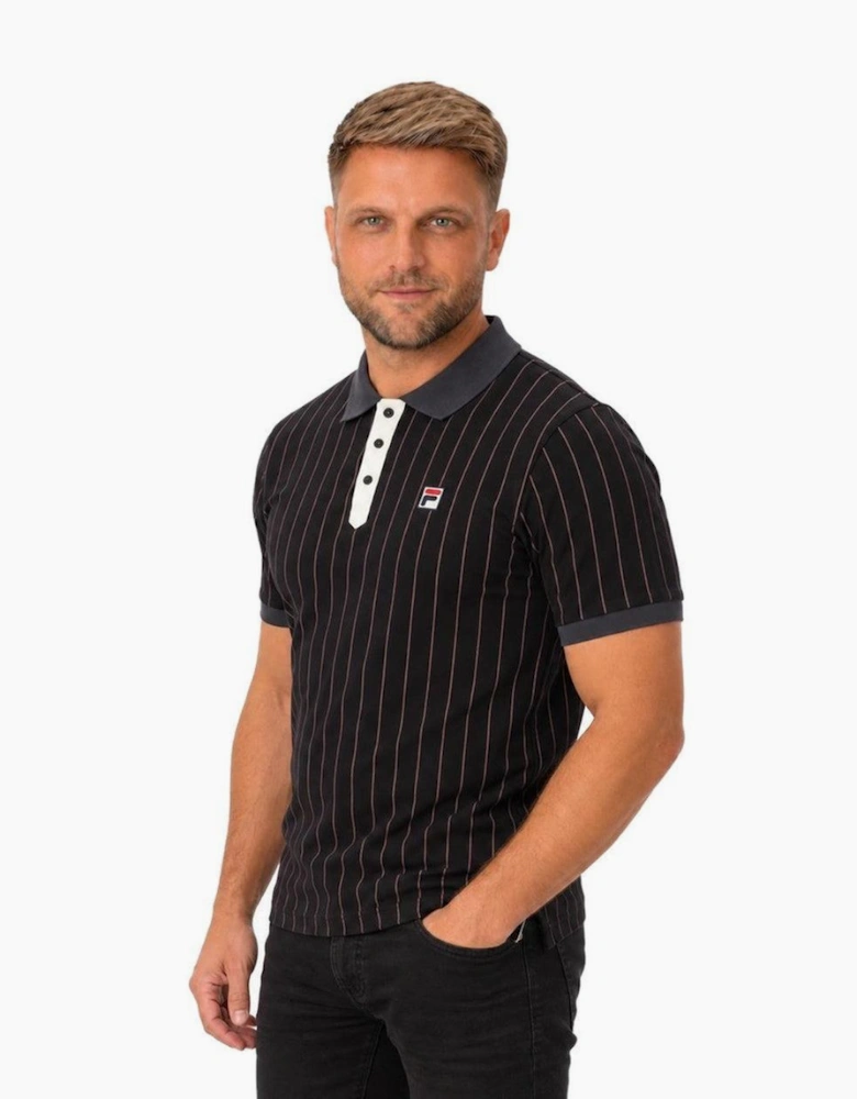Fila BB1 Classic Striped Polo Shirt Black/Gardenia/Fig/Charcoal