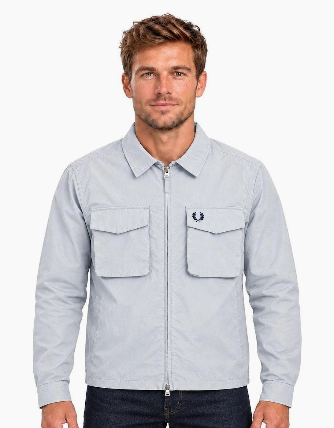 Fred Perry Ripstop Pocket Overshirt Dusky Blue