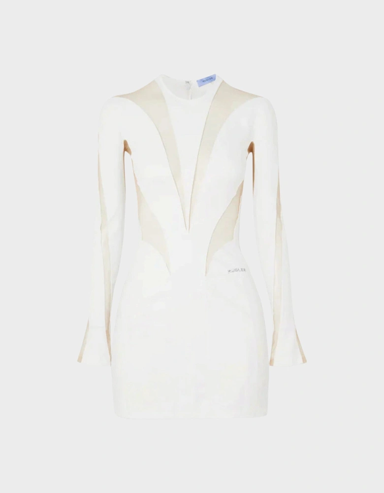 Long-Sleeve Mini Dress White