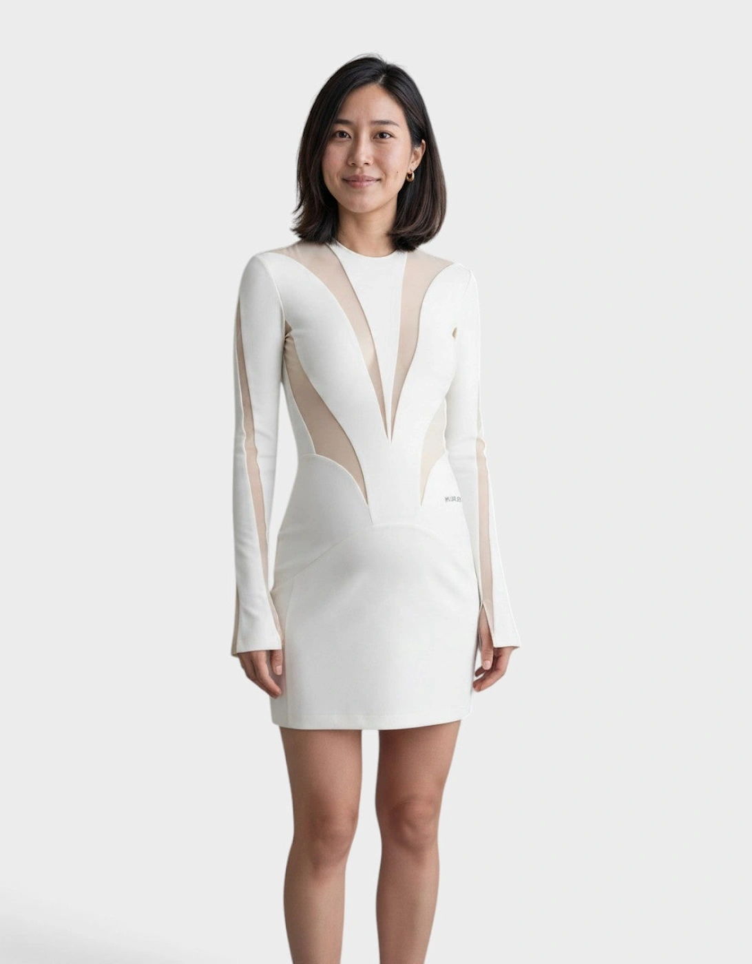 Long-Sleeve Mini Dress White