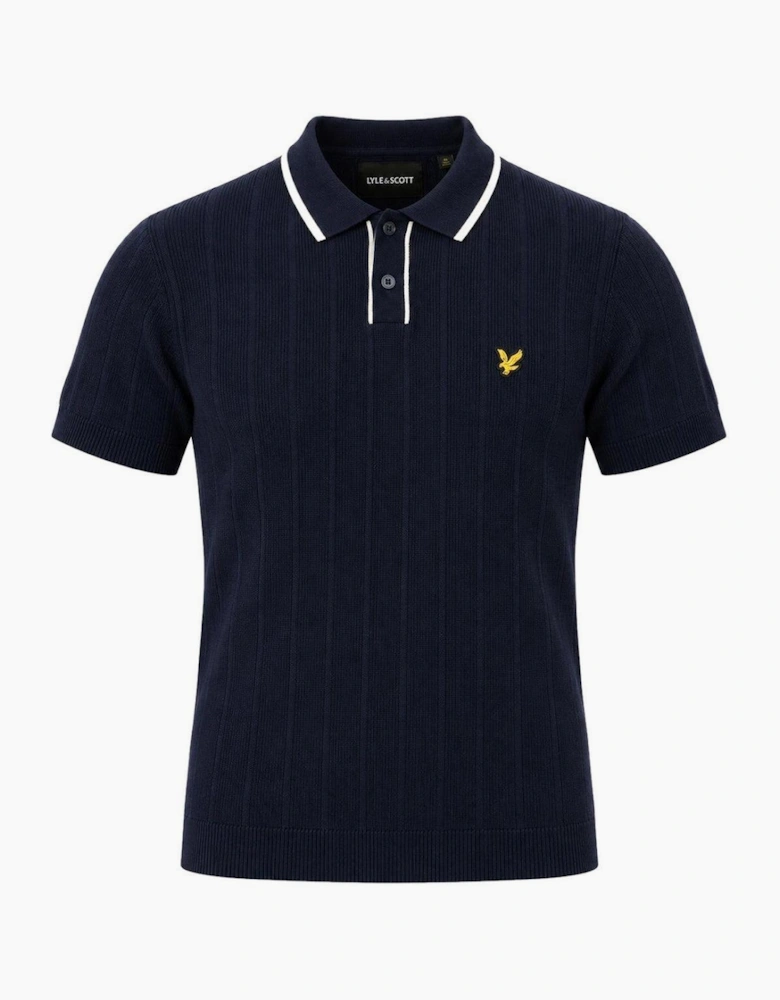 Lyle & Scott Pique Tipped Knitted Polo Shirt Dark Navy