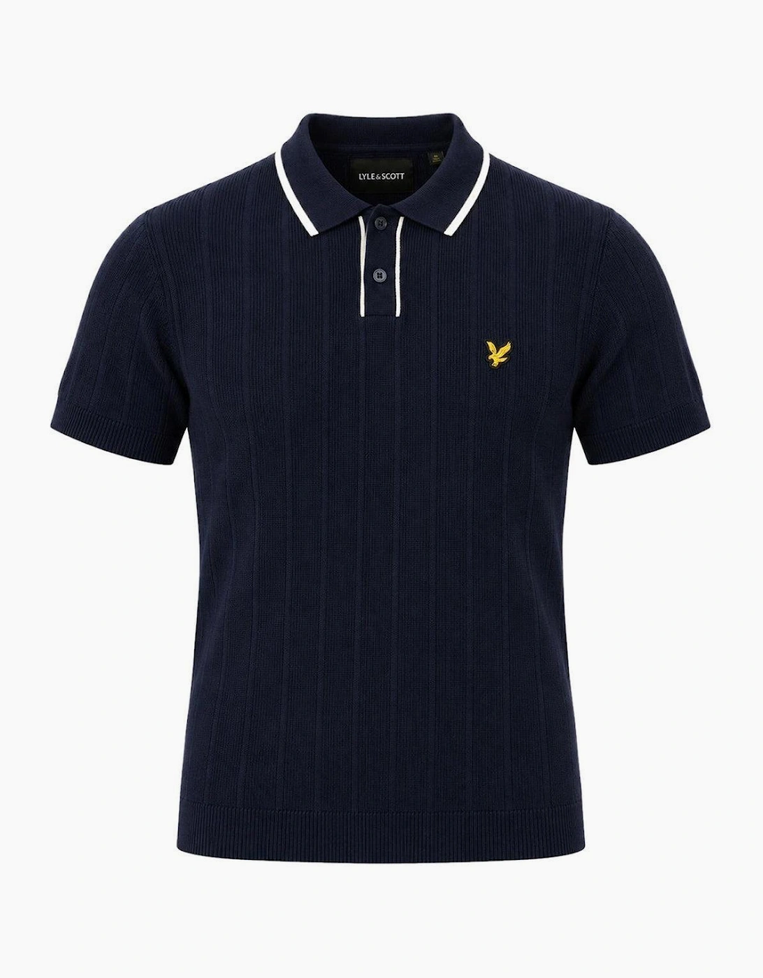 Lyle & Scott Pique Tipped Knitted Polo Shirt Dark Navy