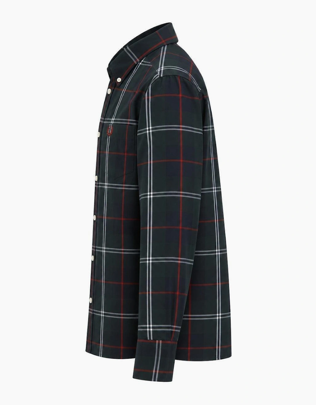 Fred Perry Poplin Tartan Shirt Night Green