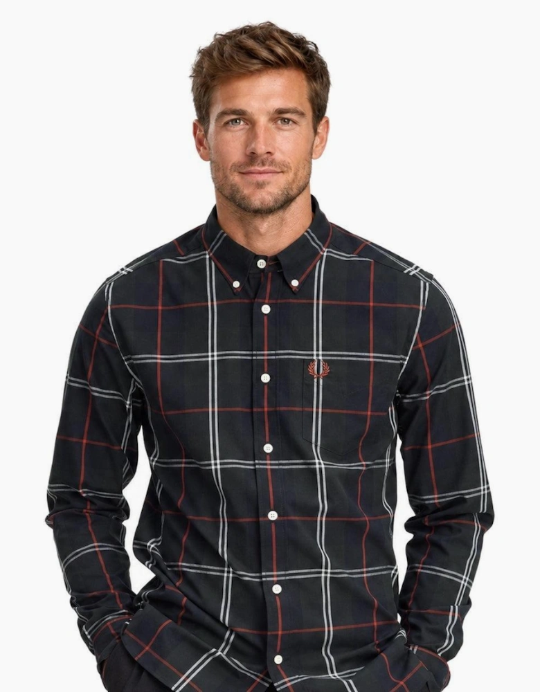 Fred Perry Poplin Tartan Shirt Night Green