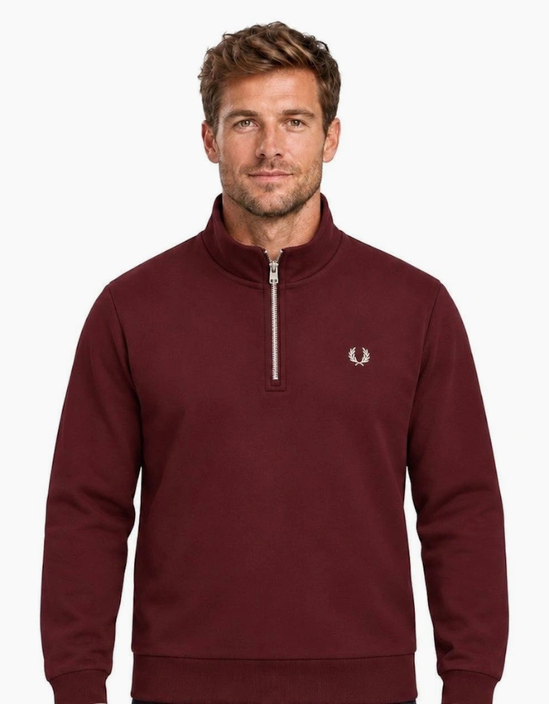 Fred Perry Half Zip Sweatshirt Oxblood/Ecru