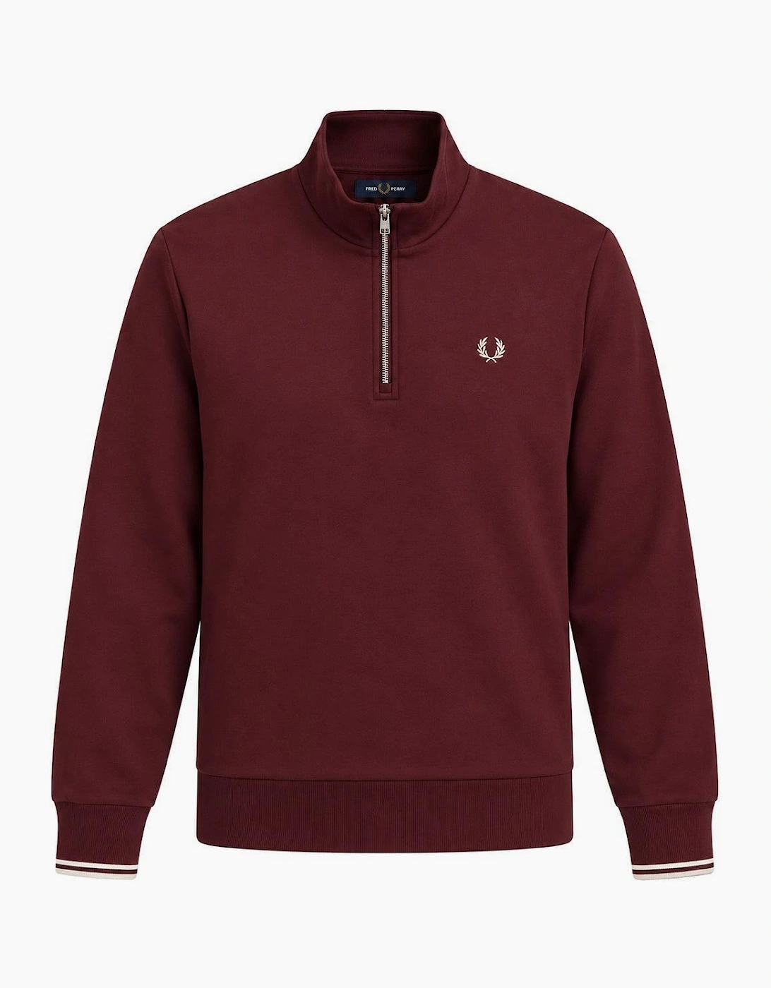 Fred Perry Half Zip Sweatshirt Oxblood/Ecru