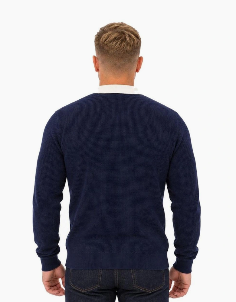 Fila Nowell Waffle Knit Long Sleeve Polo Shirt Fila Navy/Gardenia/Fila Red