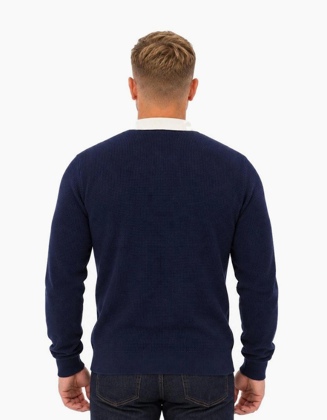 Fila Nowell Waffle Knit Long Sleeve Polo Shirt Fila Navy/Gardenia/Fila Red