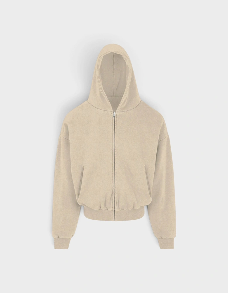 Thermal Zip-Up Hoodie Taupe