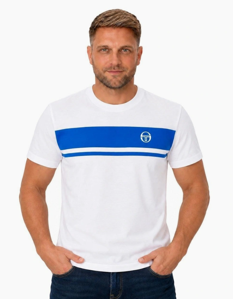 Sergio Tacchini Master Crew Neck T-Shirt White/Princess Blue
