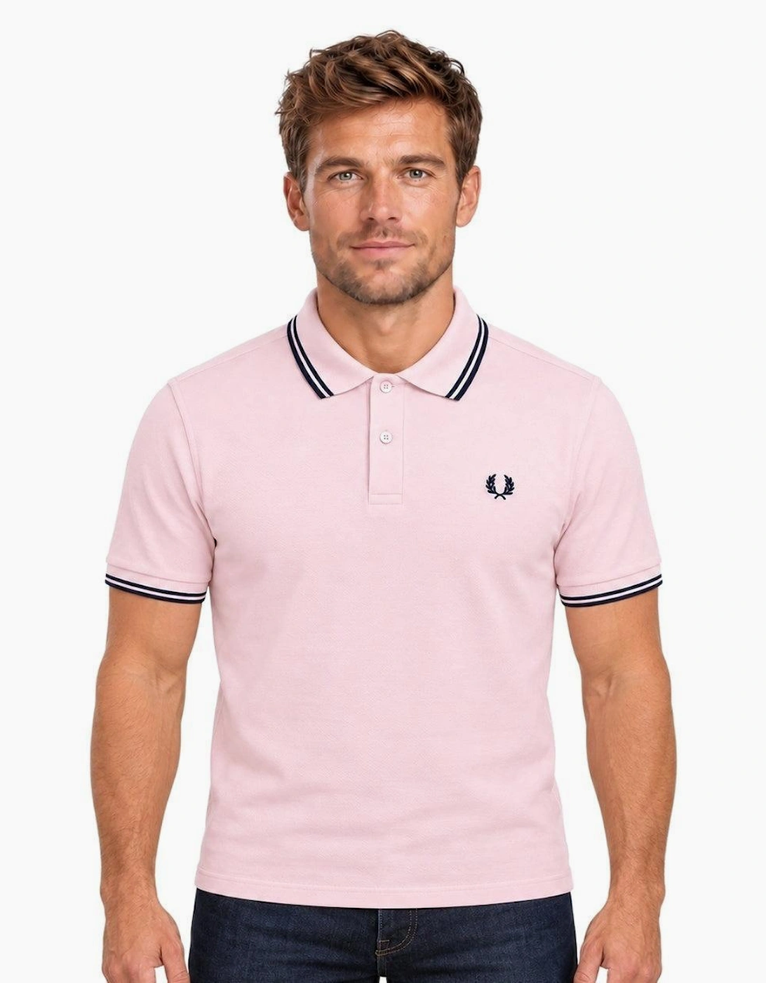 Fred Perry Twin Tipped Polo Shirt Iced Pink/Navy/Navy