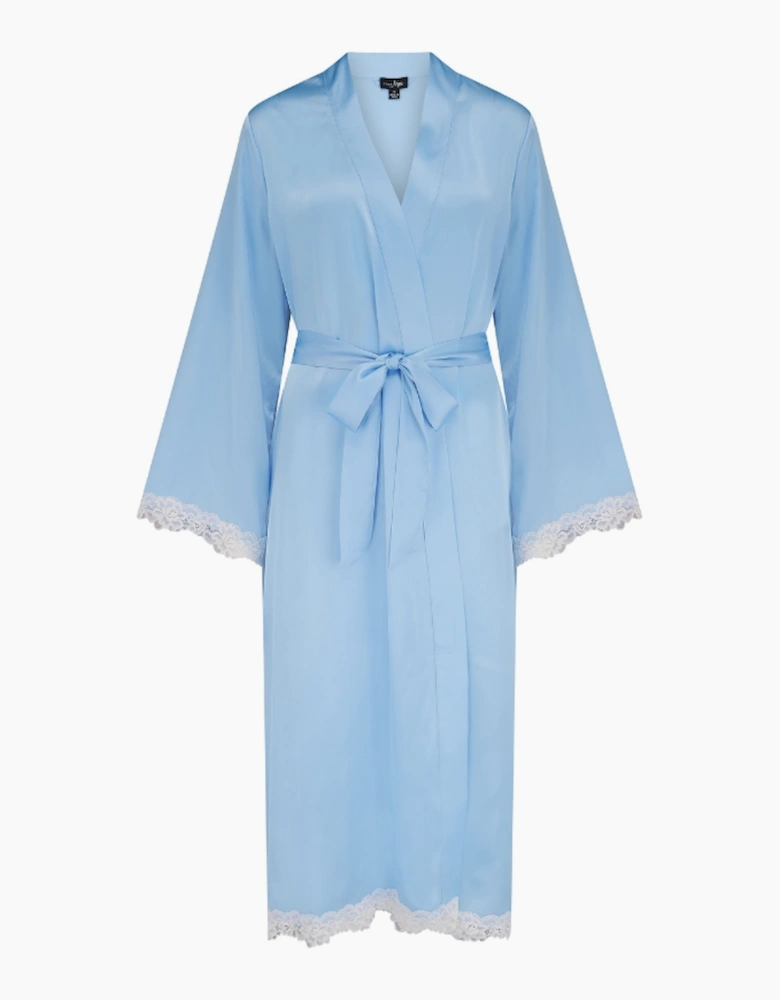 23185 Pour Moi Dusk Satin And Lace Kimono Sleeve Dressing Gown