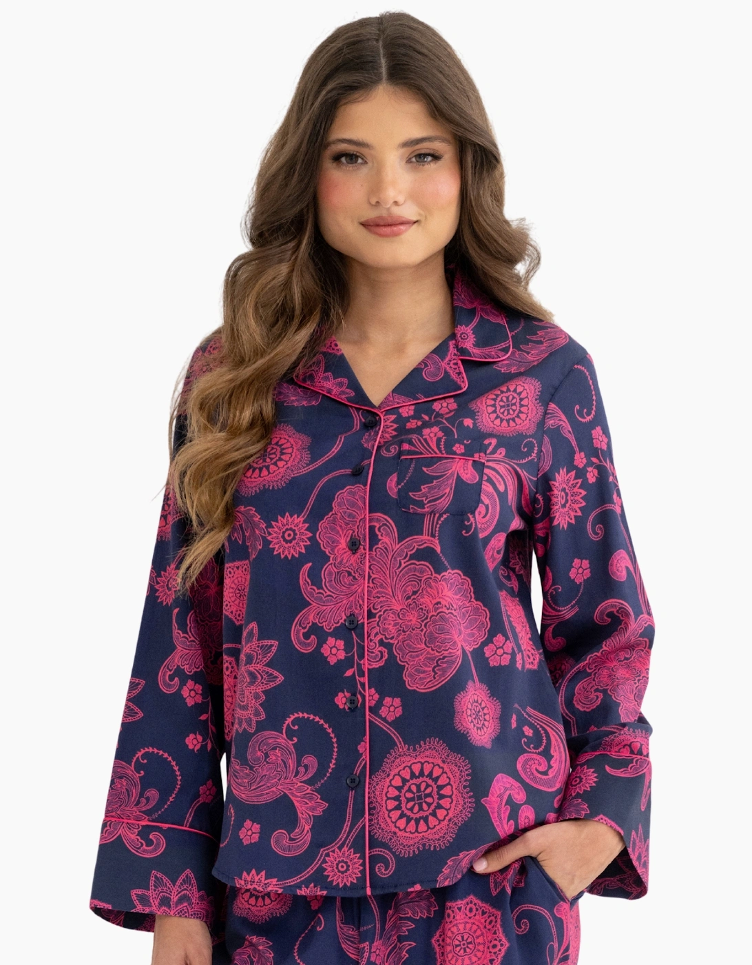 23273 Pour Moi Pure Cotton Button Through Revere Collar Pyjama Set