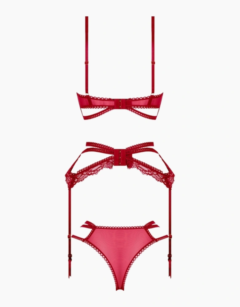 Hd00502a House Of Desire Bianca Strappy Lace Bra, Garter & Hipster Set