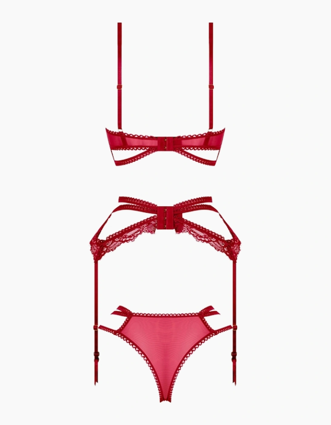 Hd00502a House Of Desire Bianca Strappy Lace Bra, Garter & Hipster Set