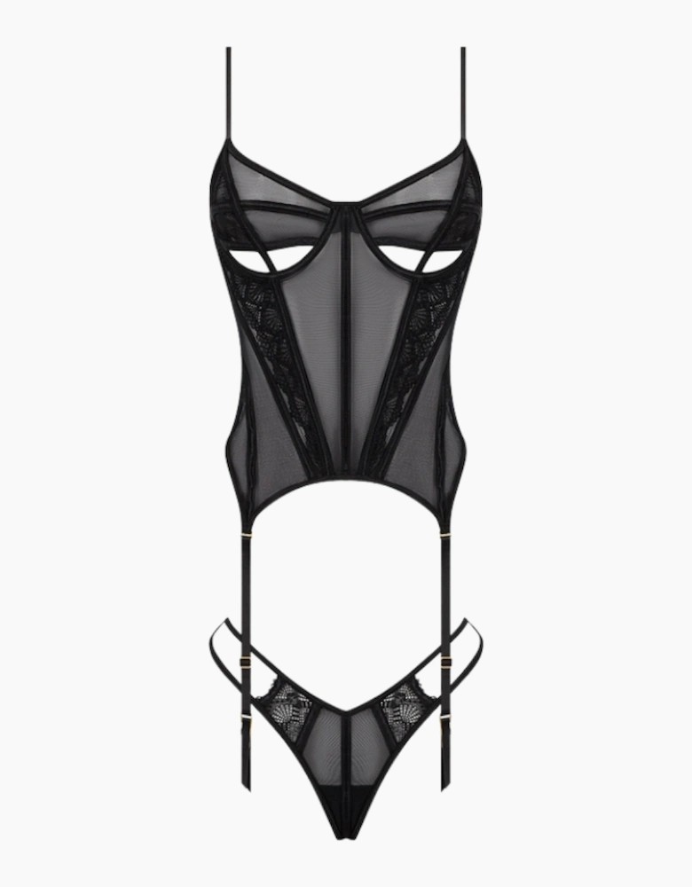 Hd01003a House Of Desire Vivienne Lace & Mesh Bustier & Thong Set