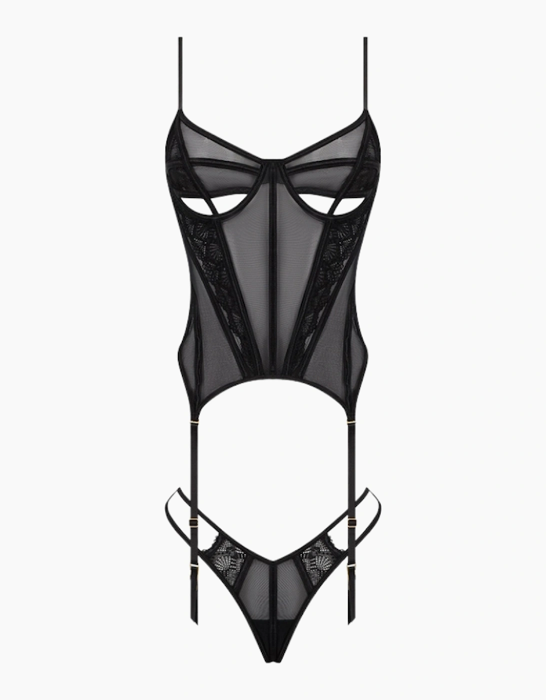 Hd01003a House Of Desire Vivienne Lace & Mesh Bustier & Thong Set